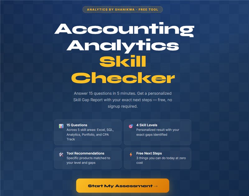 Accounting Analytics Skill Checker app hero screen